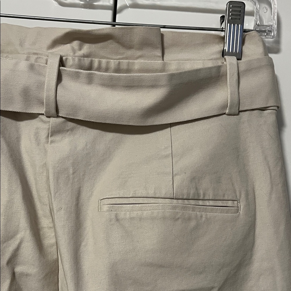 Ann Taylor NWOT Beige Straight Leg Pants with Tie Belt High Waist, Size 6 - Picture 8 of 9